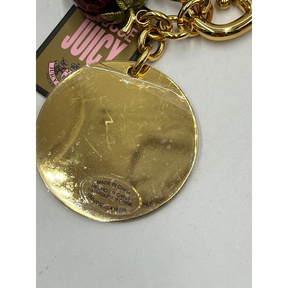 Juicy Couture‎ Vintage Strawberry Gold Tone Heart Key fob Purse Charm New - Picture 10 of 12
